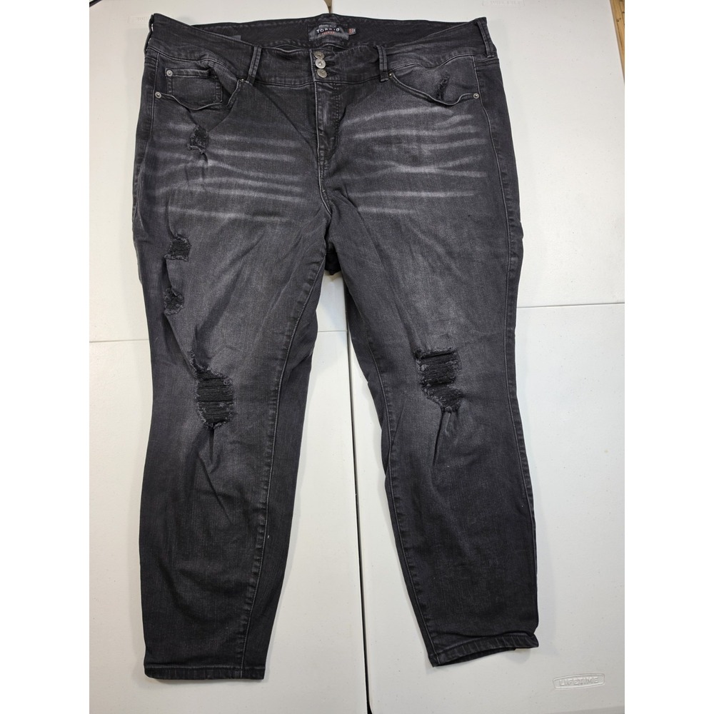 Torrid Premium Jegging 3 Button 26R Black Distressed Pants Stretch Grunge Goth